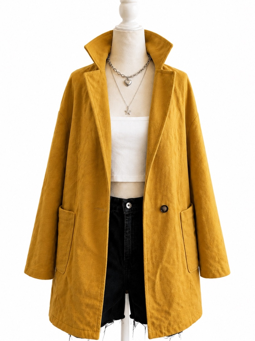 Topshop Mustard Single-Button Trench Coat